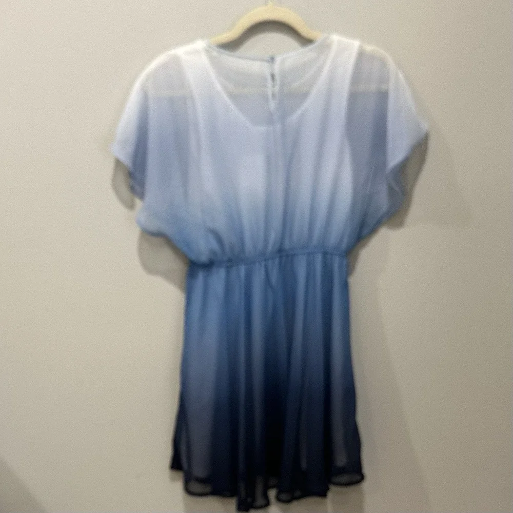 H&M blue Chiffon Ombre pattern dress‎ NWT size 16/18